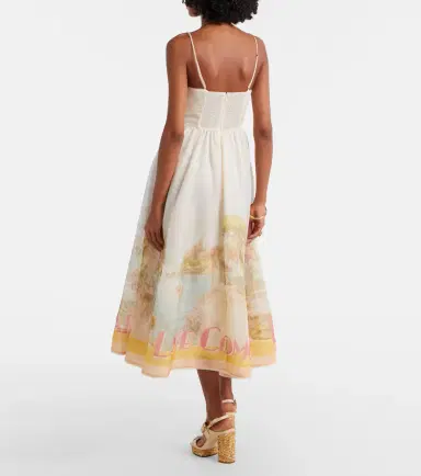 Zimmermann Como printed linen and silk midi dress | Thumbnail 6 Zimmermann Como printed linen and silk midi dress | Thumbnail 6
