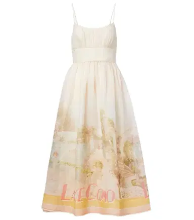 Zimmermann Como printed linen and silk midi dress | Thumbnail 1 Zimmermann Como printed linen and silk midi dress | Thumbnail 1