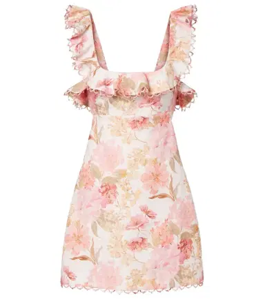 Zimmermann Como floral ruffled linen minidress | Thumbnail 1 Zimmermann Como floral ruffled linen minidress | Thumbnail 1