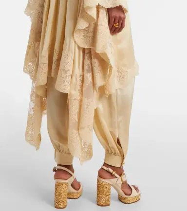 Zimmermann Como lace-trimmed draped silk midi dress | Thumbnail 3 Zimmermann Como lace-trimmed draped silk midi dress | Thumbnail 3