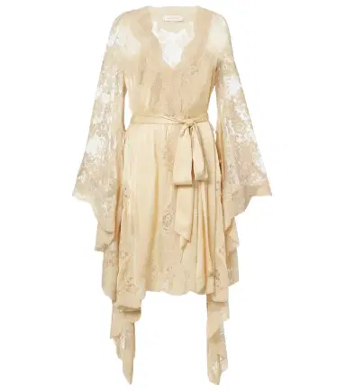 Zimmermann Como lace-trimmed draped silk midi dress | Thumbnail 1 Zimmermann Como lace-trimmed draped silk midi dress | Thumbnail 1