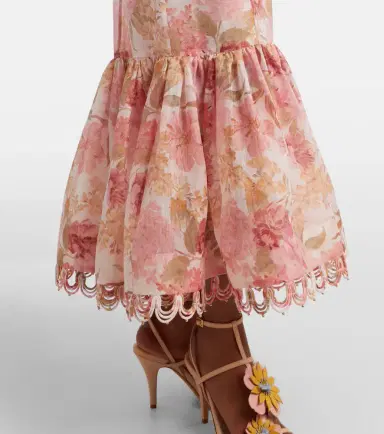 Zimmermann Como floral linen and silk midi dress | Thumbnail 3 Zimmermann Como floral linen and silk midi dress | Thumbnail 3