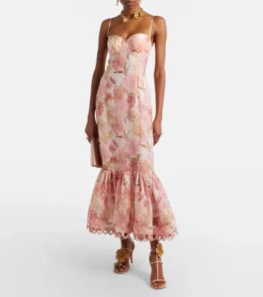 Zimmermann Como floral linen and silk midi dress | Thumbnail 4 Zimmermann Como floral linen and silk midi dress | Thumbnail 4