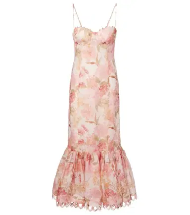 Zimmermann Como floral linen and silk midi dress | Thumbnail 1 Zimmermann Como floral linen and silk midi dress | Thumbnail 1