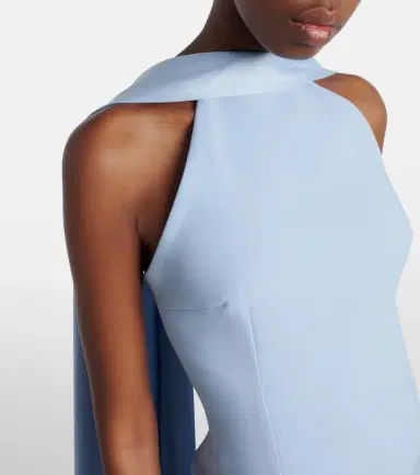 Solace London Cece halterneck crêpe and satin gown | Thumbnail 3 Solace London Cece halterneck crêpe and satin gown | Thumbnail 3
