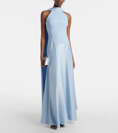 Solace London Cece halterneck crêpe and satin gown | Thumbnail 5 Solace London Cece halterneck crêpe and satin gown | Thumbnail 5