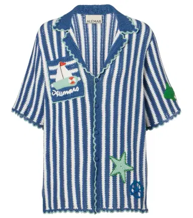 ALÉMAIS Alémais Crochet striped cotton shirt | Thumbnail 1 ALÉMAIS Alémais Crochet striped cotton shirt | Thumbnail 1