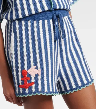ALÉMAIS Alémais Crochet striped cotton shorts | Thumbnail 2 ALÉMAIS Alémais Crochet striped cotton shorts | Thumbnail 2