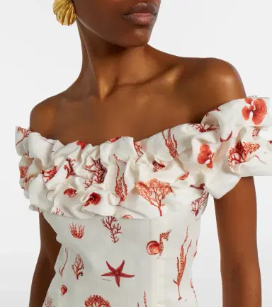 Agua by Agua Bendita Jardin printed off-shoulder linen minidress | Thumbnail 2 Agua by Agua Bendita Jardin printed off-shoulder linen minidress | Thumbnail 2