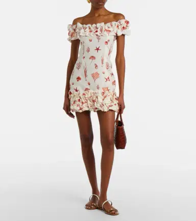 Agua by Agua Bendita Jardin printed off-shoulder linen minidress | Thumbnail 3 Agua by Agua Bendita Jardin printed off-shoulder linen minidress | Thumbnail 3