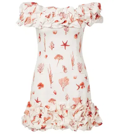 Agua by Agua Bendita Jardin printed off-shoulder linen minidress | Thumbnail 1 Agua by Agua Bendita Jardin printed off-shoulder linen minidress | Thumbnail 1