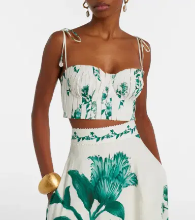 Agua by Agua Bendita Moringa floral pleated cotton crop top | Thumbnail 2 Agua by Agua Bendita Moringa floral pleated cotton crop top | Thumbnail 2