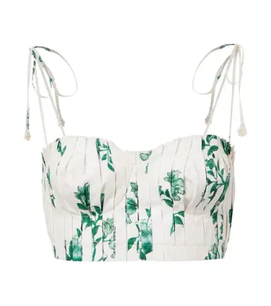 Agua by Agua Bendita Moringa floral pleated cotton crop top | Thumbnail 1 Agua by Agua Bendita Moringa floral pleated cotton crop top | Thumbnail 1