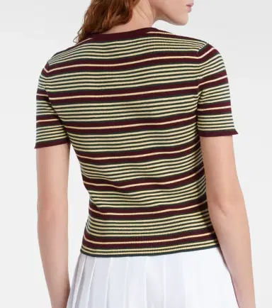 Prada Striped cotton-blend T-shirt | Thumbnail 4 Prada Striped cotton-blend T-shirt | Thumbnail 4