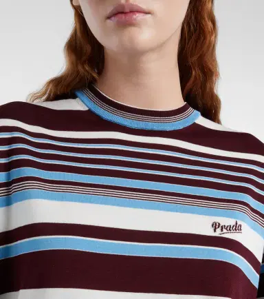 Prada Striped cotton T-shirt | Thumbnail 4 Prada Striped cotton T-shirt | Thumbnail 4