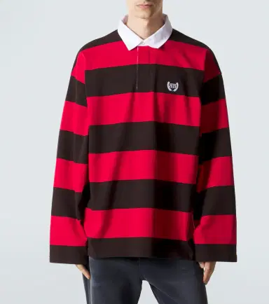 Balenciaga Oversized striped cotton jersey polo shirt | Thumbnail 2 Balenciaga Oversized striped cotton jersey polo shirt | Thumbnail 2