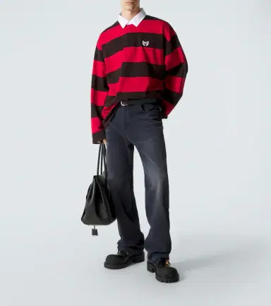 Balenciaga Oversized striped cotton jersey polo shirt | Thumbnail 3 Balenciaga Oversized striped cotton jersey polo shirt | Thumbnail 3