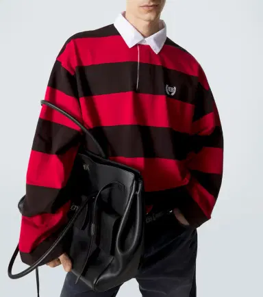 Balenciaga Oversized striped cotton jersey polo shirt | Thumbnail 4 Balenciaga Oversized striped cotton jersey polo shirt | Thumbnail 4