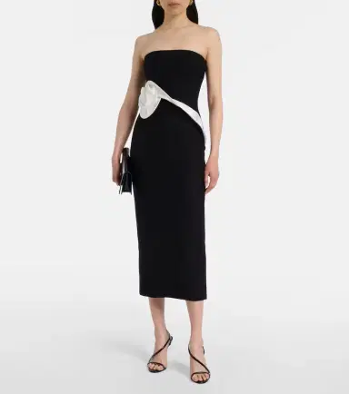 Roland Mouret Floral-appliqué crêpe midi dress | Thumbnail 4 Roland Mouret Floral-appliqué crêpe midi dress | Thumbnail 4