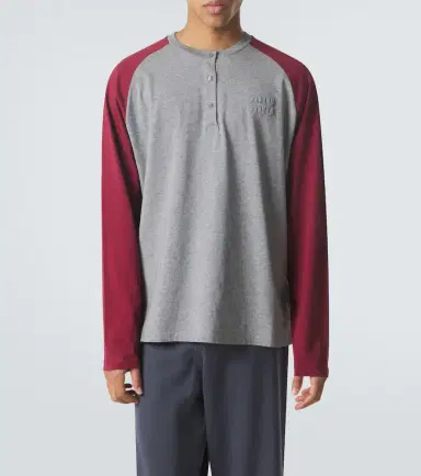 Miu Miu Cotton jersey Henley shirt | Thumbnail 2 Miu Miu Cotton jersey Henley shirt | Thumbnail 2