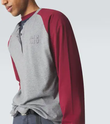Miu Miu Cotton jersey Henley shirt | Thumbnail 3 Miu Miu Cotton jersey Henley shirt | Thumbnail 3