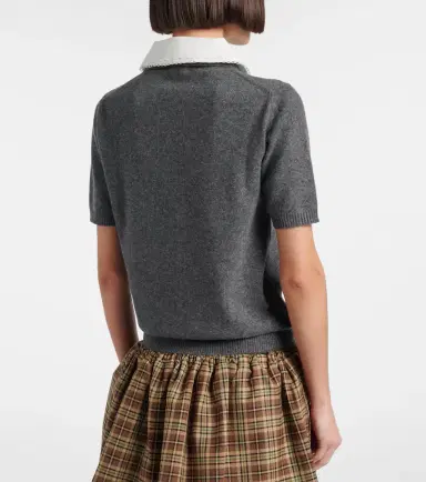 Miu Miu Logo cashmere polo sweater | Thumbnail 3 Miu Miu Logo cashmere polo sweater | Thumbnail 3