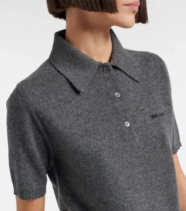 Miu Miu Logo cashmere polo sweater | Thumbnail 4 Miu Miu Logo cashmere polo sweater | Thumbnail 4