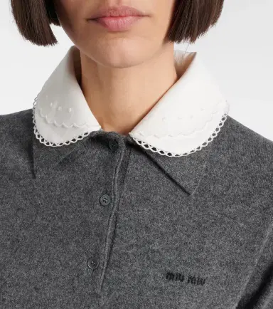 Miu Miu Logo cashmere polo sweater | Thumbnail 5 Miu Miu Logo cashmere polo sweater | Thumbnail 5