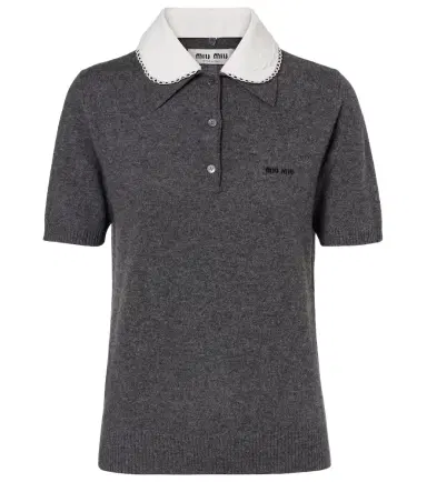 Miu Miu Logo cashmere polo sweater | Thumbnail 1 Miu Miu Logo cashmere polo sweater | Thumbnail 1
