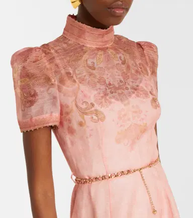 Zimmermann Belted paisley linen and silk midi dress | Thumbnail 3 Zimmermann Belted paisley linen and silk midi dress | Thumbnail 3