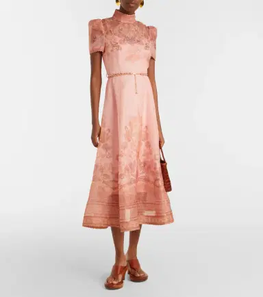 Zimmermann Belted paisley linen and silk midi dress | Thumbnail 4 Zimmermann Belted paisley linen and silk midi dress | Thumbnail 4