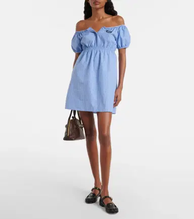 Miu Miu Checked cotton poplin minidress | Thumbnail 2 Miu Miu Checked cotton poplin minidress | Thumbnail 2