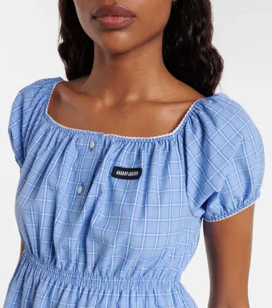 Miu Miu Checked cotton poplin minidress | Thumbnail 3 Miu Miu Checked cotton poplin minidress | Thumbnail 3
