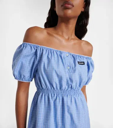 Miu Miu Checked cotton poplin minidress | Thumbnail 4 Miu Miu Checked cotton poplin minidress | Thumbnail 4