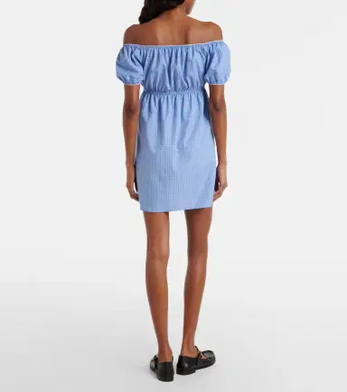 Miu Miu Checked cotton poplin minidress | Thumbnail 6 Miu Miu Checked cotton poplin minidress | Thumbnail 6