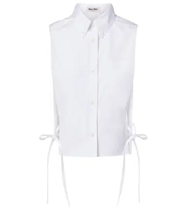 Miu Miu Cutout cotton poplin shirt | Thumbnail 1 Miu Miu Cutout cotton poplin shirt | Thumbnail 1