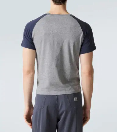 Miu Miu Logo cotton jersey Henley shirt | Thumbnail 3 Miu Miu Logo cotton jersey Henley shirt | Thumbnail 3