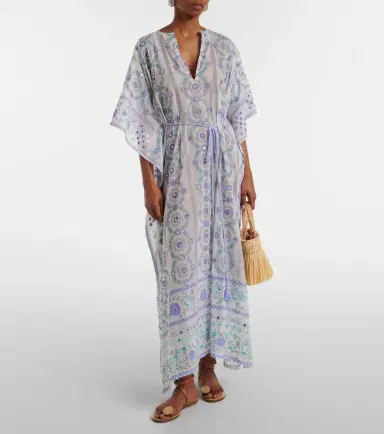 Juliet Dunn Embellished floral cotton kaftan | Thumbnail 3 Juliet Dunn Embellished floral cotton kaftan | Thumbnail 3
