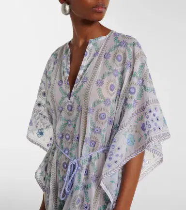 Juliet Dunn Embellished floral cotton kaftan | Thumbnail 4 Juliet Dunn Embellished floral cotton kaftan | Thumbnail 4