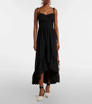 Juliet Dunn Asymmetric embroidered cotton midi dress | Thumbnail 5 Juliet Dunn Asymmetric embroidered cotton midi dress | Thumbnail 5