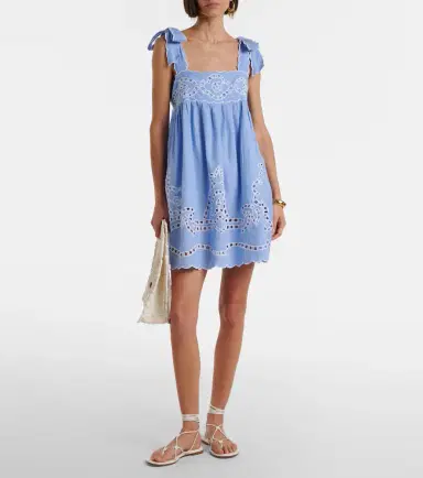 Juliet Dunn Broderie anglaise scalloped cotton minidress | Thumbnail 2 Juliet Dunn Broderie anglaise scalloped cotton minidress | Thumbnail 2