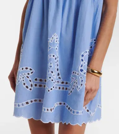 Juliet Dunn Broderie anglaise scalloped cotton minidress | Thumbnail 3 Juliet Dunn Broderie anglaise scalloped cotton minidress | Thumbnail 3