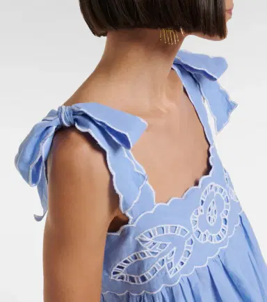 Juliet Dunn Broderie anglaise scalloped cotton minidress | Thumbnail 4 Juliet Dunn Broderie anglaise scalloped cotton minidress | Thumbnail 4