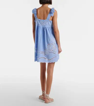 Juliet Dunn Broderie anglaise scalloped cotton minidress | Thumbnail 6 Juliet Dunn Broderie anglaise scalloped cotton minidress | Thumbnail 6