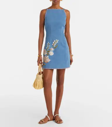 Veronica Beard Chester floral denim minidress | Thumbnail 5 Veronica Beard Chester floral denim minidress | Thumbnail 5