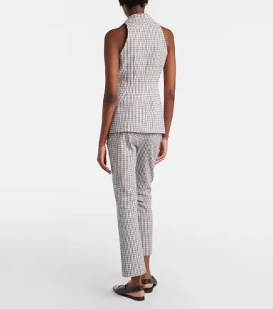 Veronica Beard Gingham cotton seersucker cropped slim pants | Thumbnail 2 Veronica Beard Gingham cotton seersucker cropped slim pants | Thumbnail 2