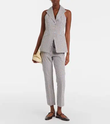 Veronica Beard Gingham cotton seersucker cropped slim pants | Thumbnail 6 Veronica Beard Gingham cotton seersucker cropped slim pants | Thumbnail 6