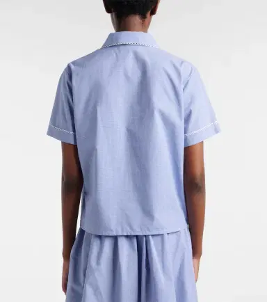 Miu Miu Gingham lace-trimmed cotton poplin shirt | Thumbnail 3 Miu Miu Gingham lace-trimmed cotton poplin shirt | Thumbnail 3