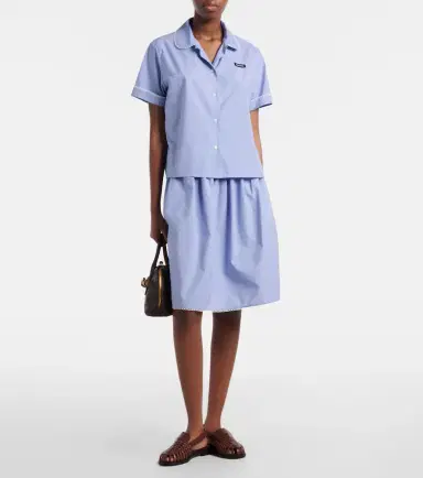 Miu Miu Gingham lace-trimmed cotton poplin shirt | Thumbnail 4 Miu Miu Gingham lace-trimmed cotton poplin shirt | Thumbnail 4