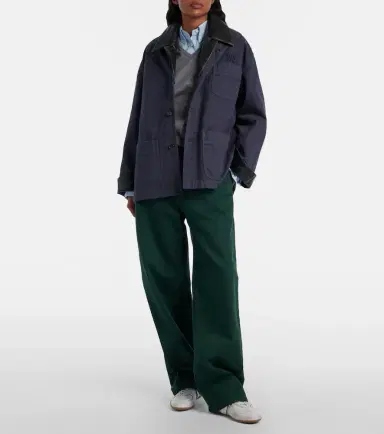 Miu Miu Leather-trimmed oversized cotton gabardine jacket | Thumbnail 3 Miu Miu Leather-trimmed oversized cotton gabardine jacket | Thumbnail 3